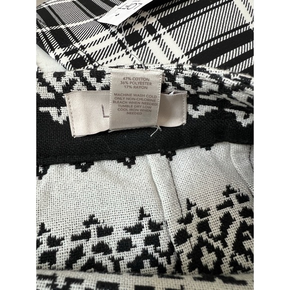 LOFT OUTLET Faux Wrap Geometric Black White Blue Cotton Blend Skirt Size 2 NWT - Picture 3 of 4
